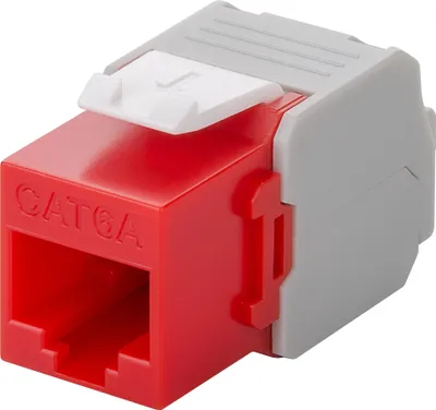 Produktbild von KeyStone RJ45 Jack, Cat. 6a, ungeschirmt, 500MHz, weiß/rot, Good Connections