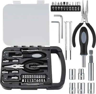Produktbild von 22 Stk Werkzeugset, Handwerkzeugen Set mit Schraubendreherbits, DIY Reparatur Wartungshand Werkzeuge Set, für Haus Garage Haushaltsmreperaturen