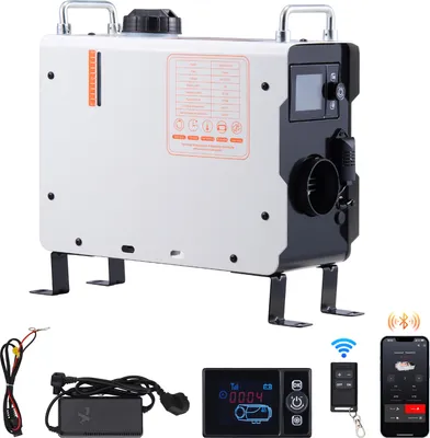 Zdjęcie produktu dla Nagrzewnica spalinowa SucceBuy 2KW, uniwersalna przenośna nagrzewnica powietrza 12V/24V z aplikacją Bluetooth, pilotem zdalnego sterowania, wyświetlaczem, alarmem CO, szybkim ogrzewaniem pojazdów, na zewnątrz