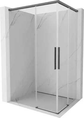 Produktbild von Mexen Rox Duo Duschkabine Schiebetür 95 x 90 cm, transparent, gun gray gebürstet - 8C2D-095-090-66-00