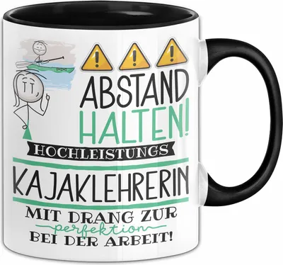 Produktbild von Kajaklehrerin Tasse Geschenk Lustig Abstand Halten Hochleistungs-Kajaklehrerin Mit Drang Zur Perfektion Bei Der Arbeit (Schwarz)