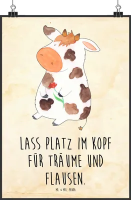 Produktbild von Mr. & Mrs. Panda Bild Kuh DIN A0 - Vintage - Geschenk, Plakat, Hof, Magie, Wandbild, Bauernhof, drucke, Kunstdruck, Kühe, Spruch, wanddeko