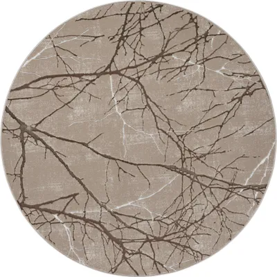 Produktbild von FLOORNOVO Hochflor Teppich rund Blattmuster - Ø 200 cm - Besonders Weicher Teppich Wohnzimmer & Badezimmerteppich - Pflegeleicht - vielseitig einsetzbar im Innenbereich