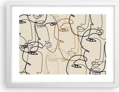 Produktbild von Gerahmtes Poster - Weißer Rahmen - Frau Gesicht Linie - 40x30 cm - Wand Bild - Wanddeko - Wandbilder - Kunstposter - Wandposter - Bilderrahmen - Bilder - Kunstdruck - Wanddekoration - P2WAA40x30-5109