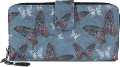 Produktbild von styleBREAKER Damen Geldbörse mit buntem Schmetterling Muster, Vintage Design, Reißverschluss, Portemonnaie 02040156