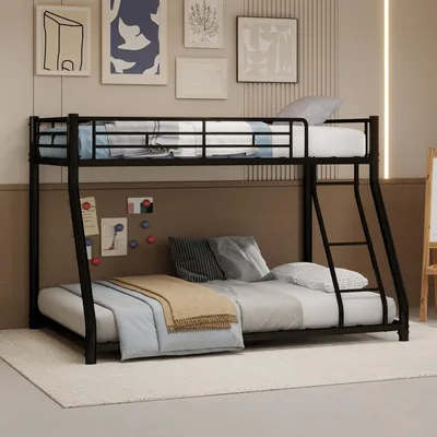 Productafbeelding van Stapelbed - 90 x 190 cm, zwart, fluweel en metaal, met valbeveiliging, met ladder, geschikt voor kinderkamers en tienerkamers
