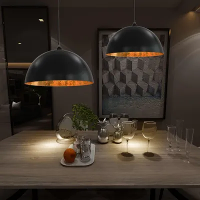Immagine prodotto di vidaXL Lampade da soffitto 2 pezzi Nero e oro Semisferiche 50 cm E27