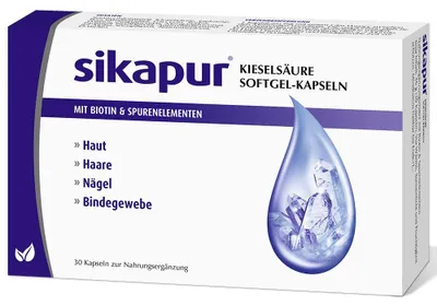 Produktbild von Nahrungsergänzungsmittel, Sikapur, Kieselerde in Form von Kieselsäure, für gesunde Haare, Haut und Nägel, 30 Kapseln
