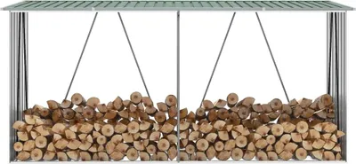 Obrázek produktu pro vidaXL Sklad palivového dřeva z pozinkované oceli 330x84x152 cm zelený