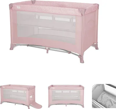 Produktbild von Lorelli Reisebett Torino 2 Ebenen faltbar seitliche Öffnung Tragetasche Matratze pink