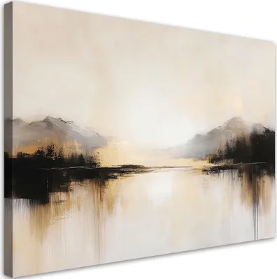 Produktbild von Leinwandbild Beige Abstrakt 120x80 Feeby Beige bild für die wand bereit zum aufhängen