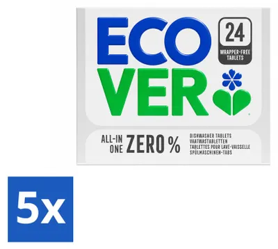 Produktbild von 5 x Ecover All-in-One Zero% Spülmaschinentabs - Vorteilspackung - 5 Stücke