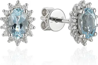 Produktbild von 585er Weissgold Ohrstecker Aquamarin ca. 0,93ct. und Diamant 0,13ct.