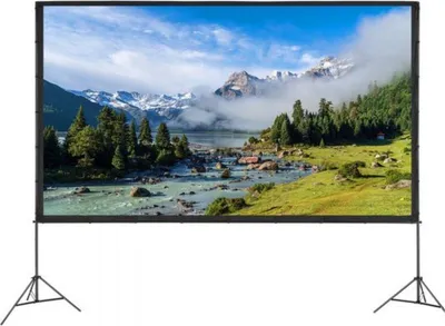 Image de Écran de projection Bolt Edge Deluxe 150 pouces HD 16:9 – Portable – Avec trépied – Pour home cinéma et présentations