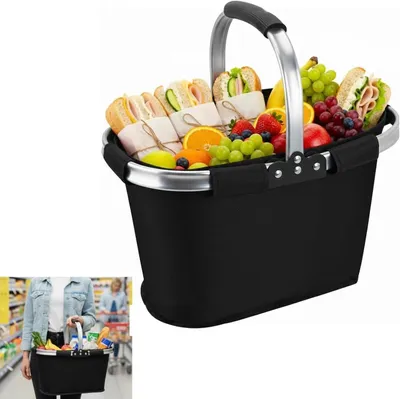 Imagen del producto de Cesta de compra plegable, de 21 litros, con asa acolchada, de color , ideal para picnics y viajes