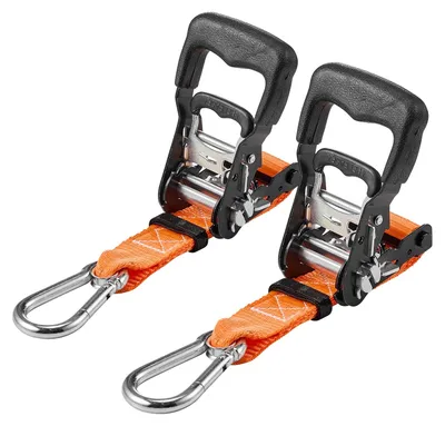 Obrázek produktu pro VEVOR upínací popruhy, 38,1 x 1828,8 mm, upínací popruhy s karabinami, nosnost 1100 kg, taška na přenášení, ráčnový mechanismus pro stěhování, přívěsy, motocykly, kajaky, střechy automobilů, balení po 2 kusech