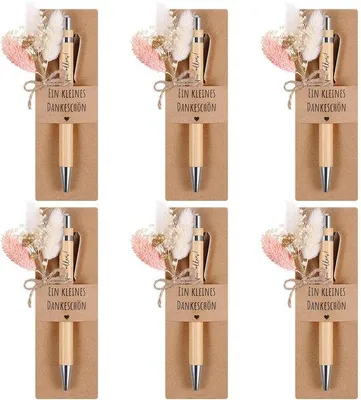 Produktbild von Blumen-Dankeset - Trockene Blumen und Holzstifthalter - 6 Sets