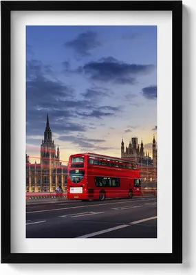 Produktbild von Roter Bus in London– Wandbild mit Rahmen – Gerahmtes Bild  – Wanddekoration – 40x60 cm –  Schwarz