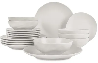 Produktbild von BerlingerHaus Geschirrset Matt Creme Rund - 18-teilig / 6 Personen - 6 Speiseteller, 6 Frühstücksteller und 6 Suppenteller
