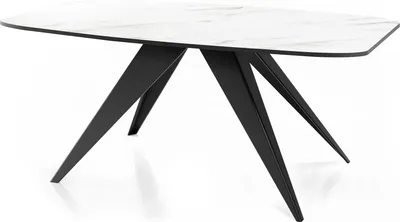 Obrázek produktu pro Rozkládací jídelní stůl v loftovém stylu - Industriální stůl v bílém mramorovém vzhledu s černými kovovými nohami - Moderní design do obývacího pokoje - 180 cm Rozkládací na 220 cm - Mramor bílý