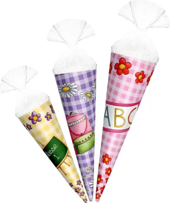 Produktbild von Roth Schultüte 15/12,5/10cm rund 3er Set Anhängetütchen