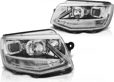 Productafbeelding van LED-dagrijverlichting (DRL) voor koplampen, geschikt voor VW T6, bouwjaar 2015-2019, chroom