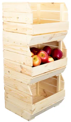 Produktbild von 3er Set Küchenregal Olaf 40x33x30 cm in natur Gemüsekiste Obsthorde Gemüsekorb Obstschale Holzkiste Obstkiste