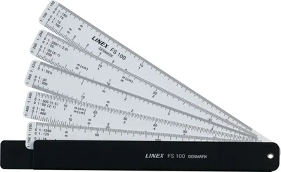 Produktbild von Fächerreduktionslineal FS100 Packung mit 10 Stück