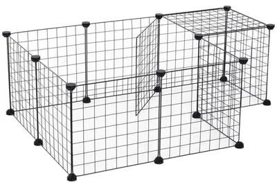 Produktbild von Freilaufgehege Kleintier Metallgitter Freigehege Flexibel Schwarz 106x73x36cm
