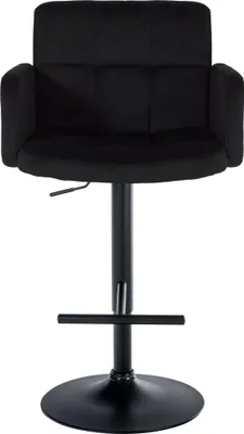Produktbild von 2er Set Barhocker SUTUN - Samt Schwarz 60x56x93 cm Schwarz | Barstuhl Höhenverstellbar Mit Lehne Drehbar Tresenhocker Tresenstuhl Kneipenhocker