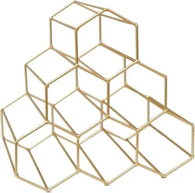 Produktbild von Wijnrek für 6 Flaschen, günstiger Platz, schützender Display für die Arbeitsfläche, 6 Flaschen, goldenes Metall