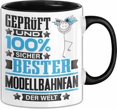 Produktbild von Modellbahnfan Geschenk Lustiger Spruch für Modellbahnfan Geschenkidee Bester Modellbahnfan Der Welt (Schwarz)
