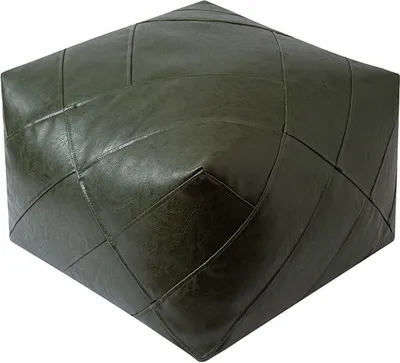 Image de （L 50*50*38cm，Vert）Couverture de pouf en cuir rembourrée, coussin repose-pied carré pour sol