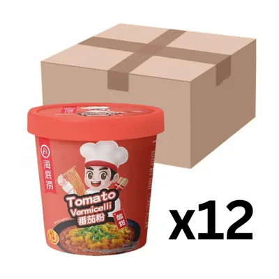 Produktbild von 12er-Pack HAIDILAO Instant Glasnudeln Fadennudeln Vermicelli Tomato 122g