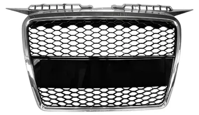 Kühlergrill SCHWARZ GLANZ Waben Gitter + Chrom Rahmen für Audi A3 8P 2005-2008 – Produktansicht
