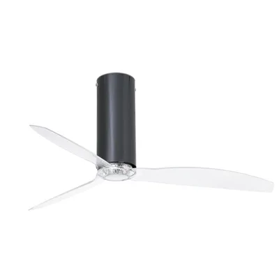 Obrázok produktu pre Energeticky úsporný stropný ventilátor s diaľkovým ovládaním Tube lesklá čierna / transparentná 128 cm