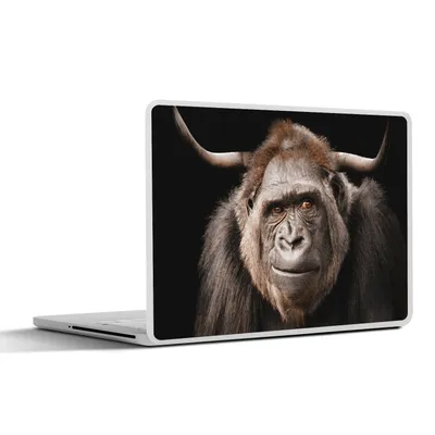 Produktbild von MuchoWow® Laptop Aufkleber Sticker Cover Affe - Horn - Schwarz 32.5x23.5 cm - Sticker für Laptop - Selbstklebend