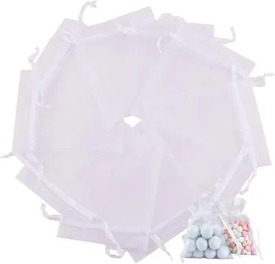 Imagen del producto de Bolsas de organza blancas, de 10 x 15 cm, paquete de 100 unidades, para regalos