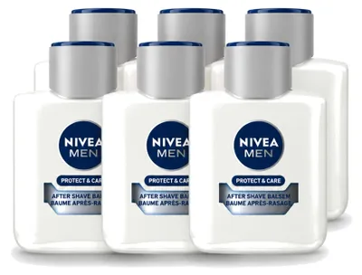 Imagen del producto de 6 unidades de bálsamo para después del afeitado NIVEA MEN Protect & Care, 100 ml cada uno. Paquete económico