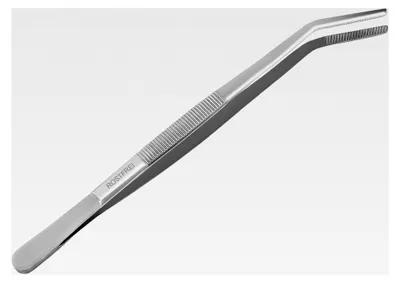 Produktbild von Gebogene Futterpinzette, 30 cm, rostfreier Edelstahl