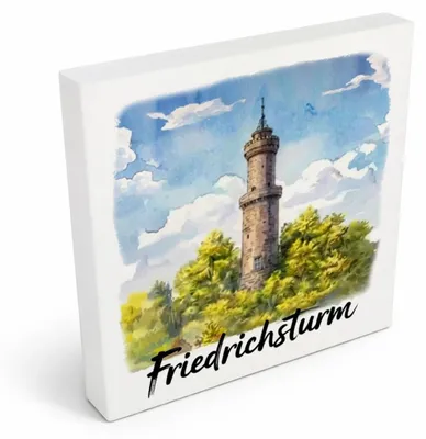 Produktbild von Friedrichsturm Freudenstadt Aquarell Holzbild in 10x10 cm zum Stellen oder