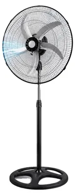 Image de Ventilateur sur pied, réglable en hauteur, 3 vitesses, couleur noire