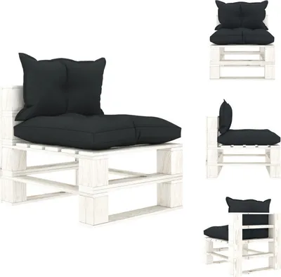 Image de vidaXL Canapé de jardin central en palette avec coussin en bois anthracite - Canapés de jardin