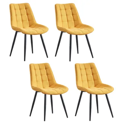 Produktbild von CasaDolce Esszimmerstuhl ABSY,  Gelb, Set aus 4 hochwertigen bequemen Stühlen, B53xW55xH88 cm,