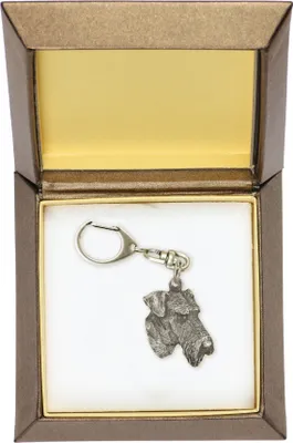 Image de Airedale terrier - Pendentif argenté pour clés avec chien dans un coffret cadeau, décoration pour sac à main, pendentif pour sac à dos de la marque Art-Dog