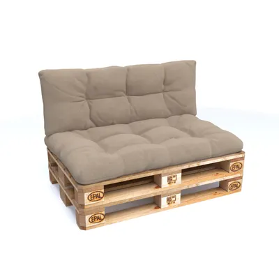 Produktbild von POKAR Palettenkissen mit schöner Steppung Auflage Palettensofa, Größe:Set Sitzkissen 120x80 + Rückenkissen 120x40, Farbe:Beige