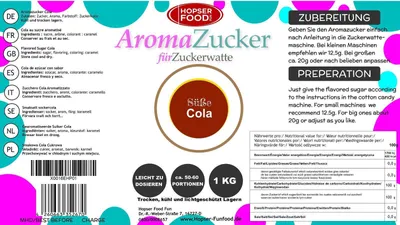 Produktbild von 1 KG Cola Farbzucker Aromazucker für Zuckerwatte Bunt | Zuckerwattezucker