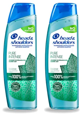 Produktbild von 2 x Head & Shoulders Pure Intense Anti-Schuppen Shampoo mit Pfefferminze 250 ml - Vorteilspackung - 2 Stücke