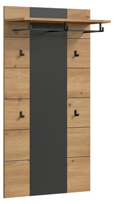 Immagine prodotto di Appendiabiti da parete 4 ganci Canu, decoro rovere, grigio.