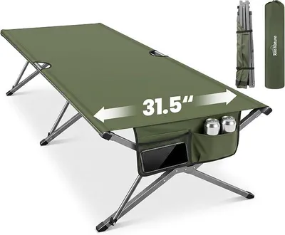 Imagen del producto de Cama plegable para exteriores, 210 x 80 x 60 cm, cama de camping ancha, capacidad de 200 kg